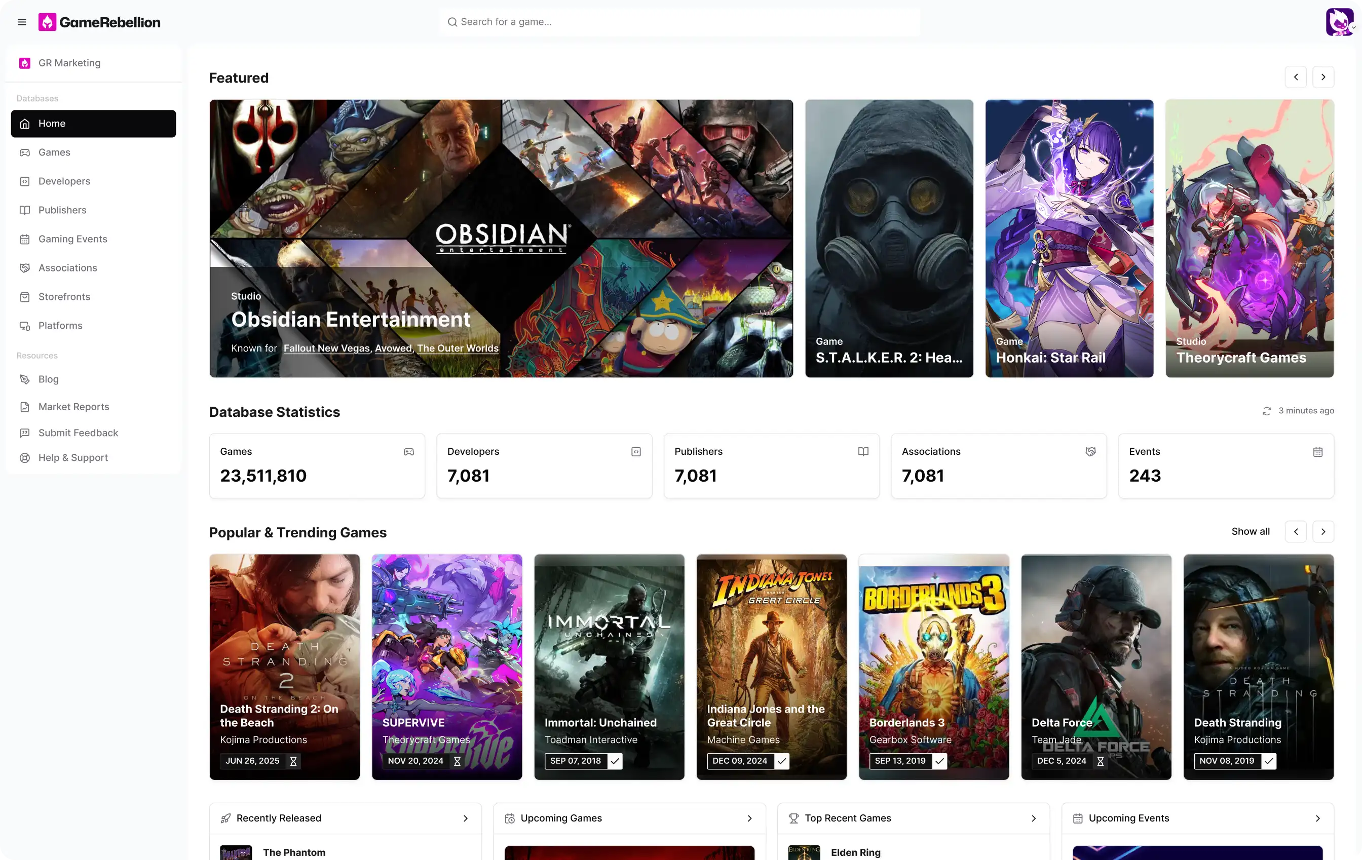 Game Profile: Gaming Industry Database